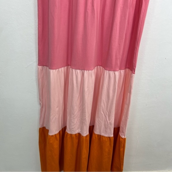 NWOT Land's End Pink Orange Tiered Jersey Maxi Dress Size XL Tall - Picture 9 of 13
